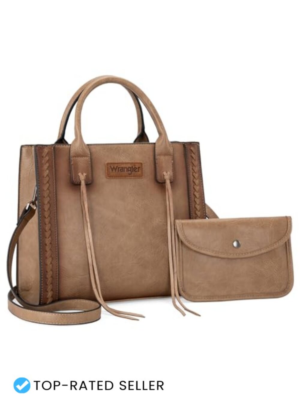 Distressed Vegan Leather Western Tote Bag Satchel Purse Wallet Set
